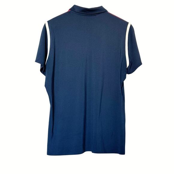 ADIDAS USA Golf Polo Shirt Navy Red White Lace Stars Flag AF2701 Womens XL EUC - Picture 3 of 8